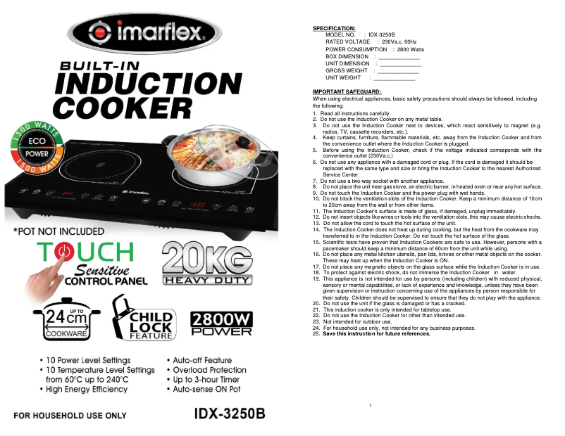 Page 1 de la notice Manuel utilisateur Imarflex IDX-3250B