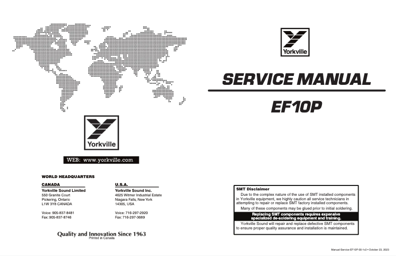 Page 1 of the manual User Manual Yorkville Elite EF10P