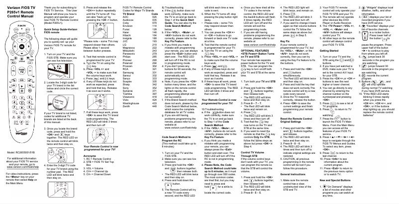 Page n°1 - Manuel utilisateur Verizon FiOS TC P265v1