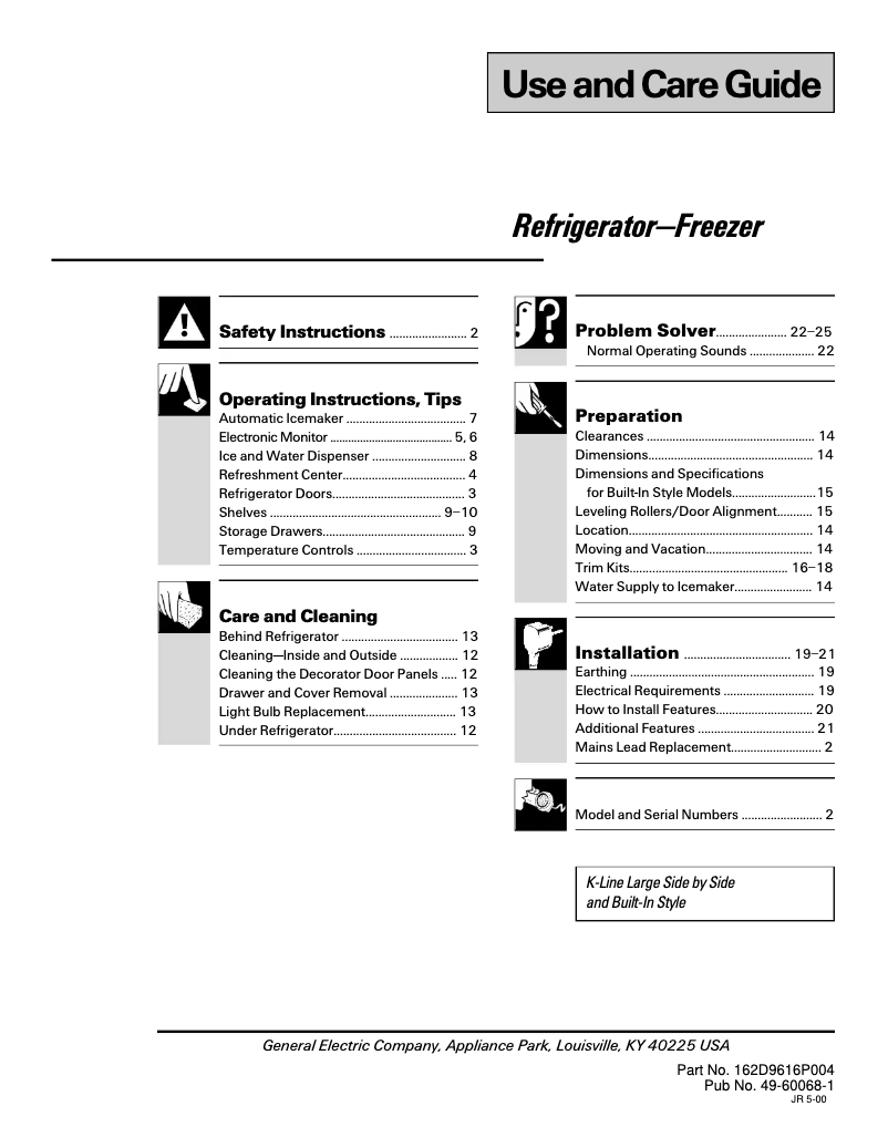 Page 1 de la notice Manuel utilisateur GE Profile TFK30PRDWW