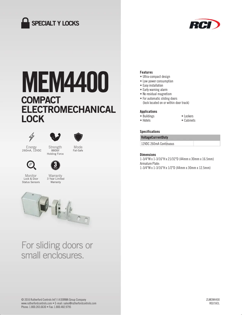 Page 1 de la notice Manuel utilisateur Dormakaba RCI MEM4400