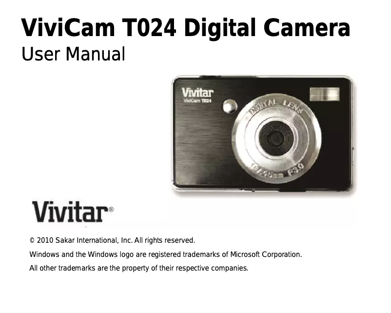 Image de la première page du manuel de l'appareil ViviCam T024