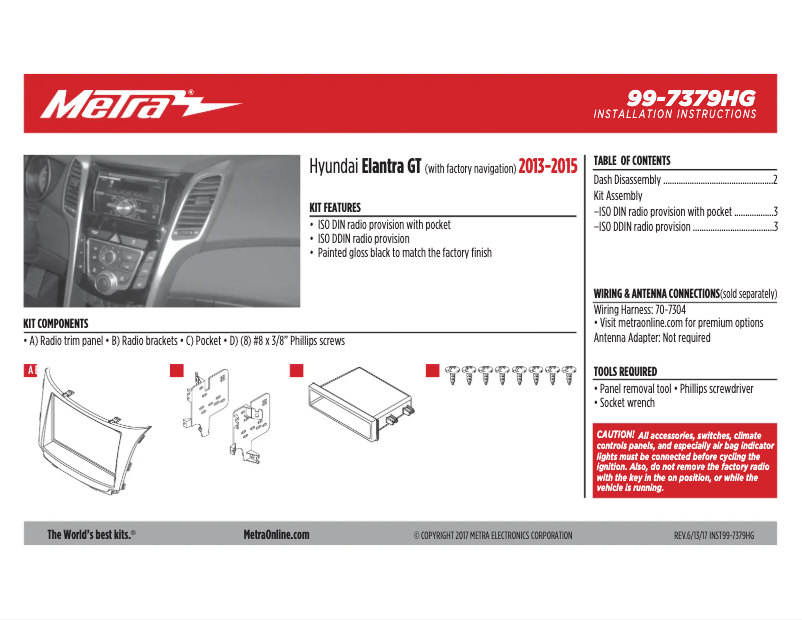 Page 1 de la notice Manuel utilisateur Metra 99-7379HG