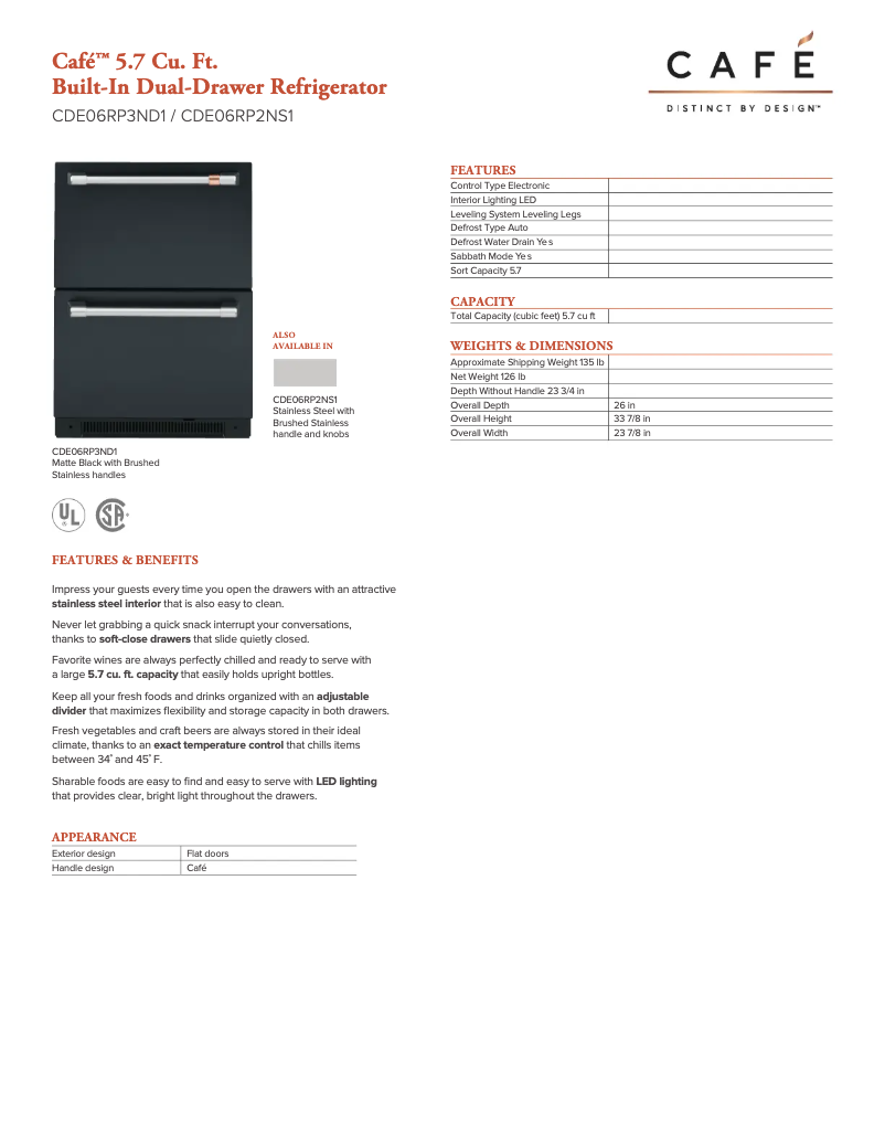 Page n°1 - Fiche technique GE CDE06RP2NS1