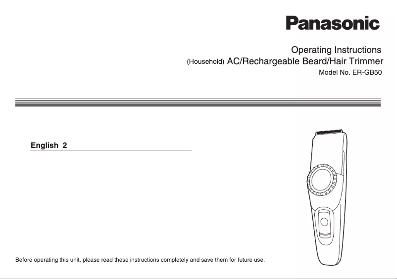 Page n°1 - Manuel utilisateur Panasonic ER-GB50