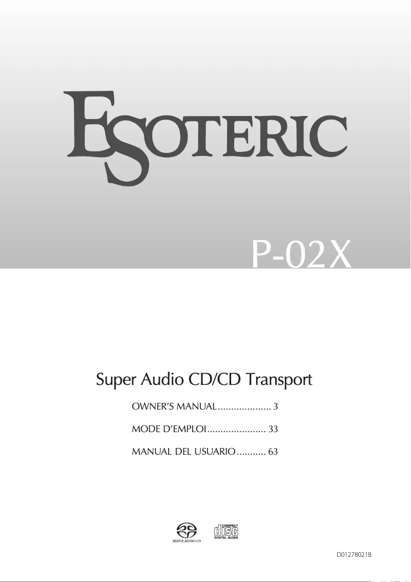 Page n°1 - Manuel utilisateur Esoteric P-02X
