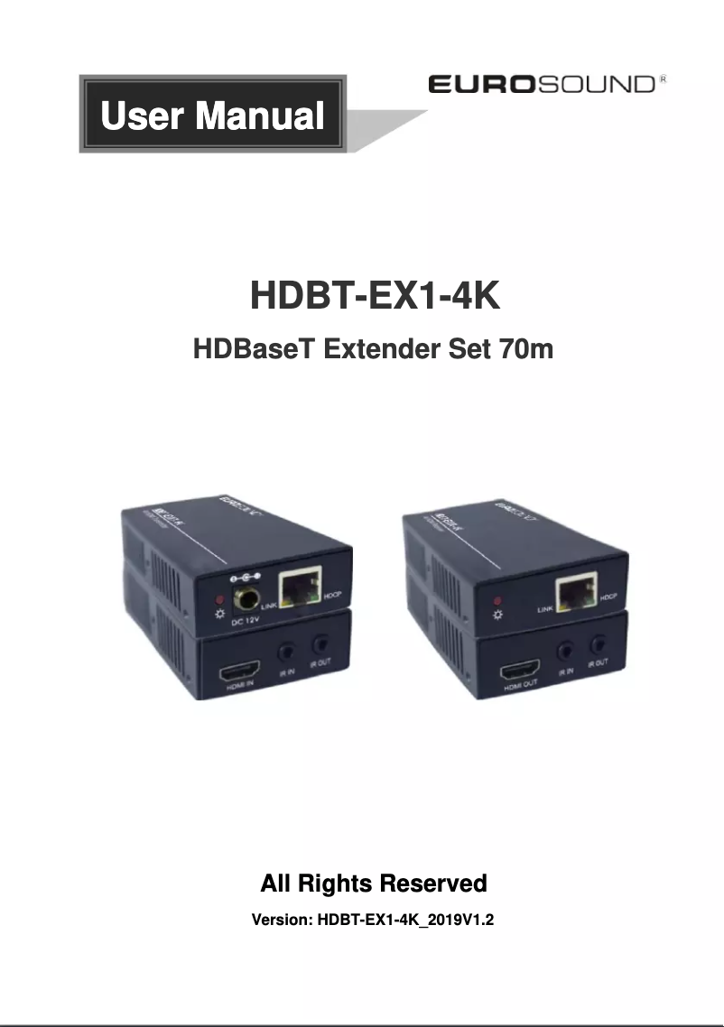 Page 1 de la notice Manuel utilisateur Eurosound HDBT-EX1-4K