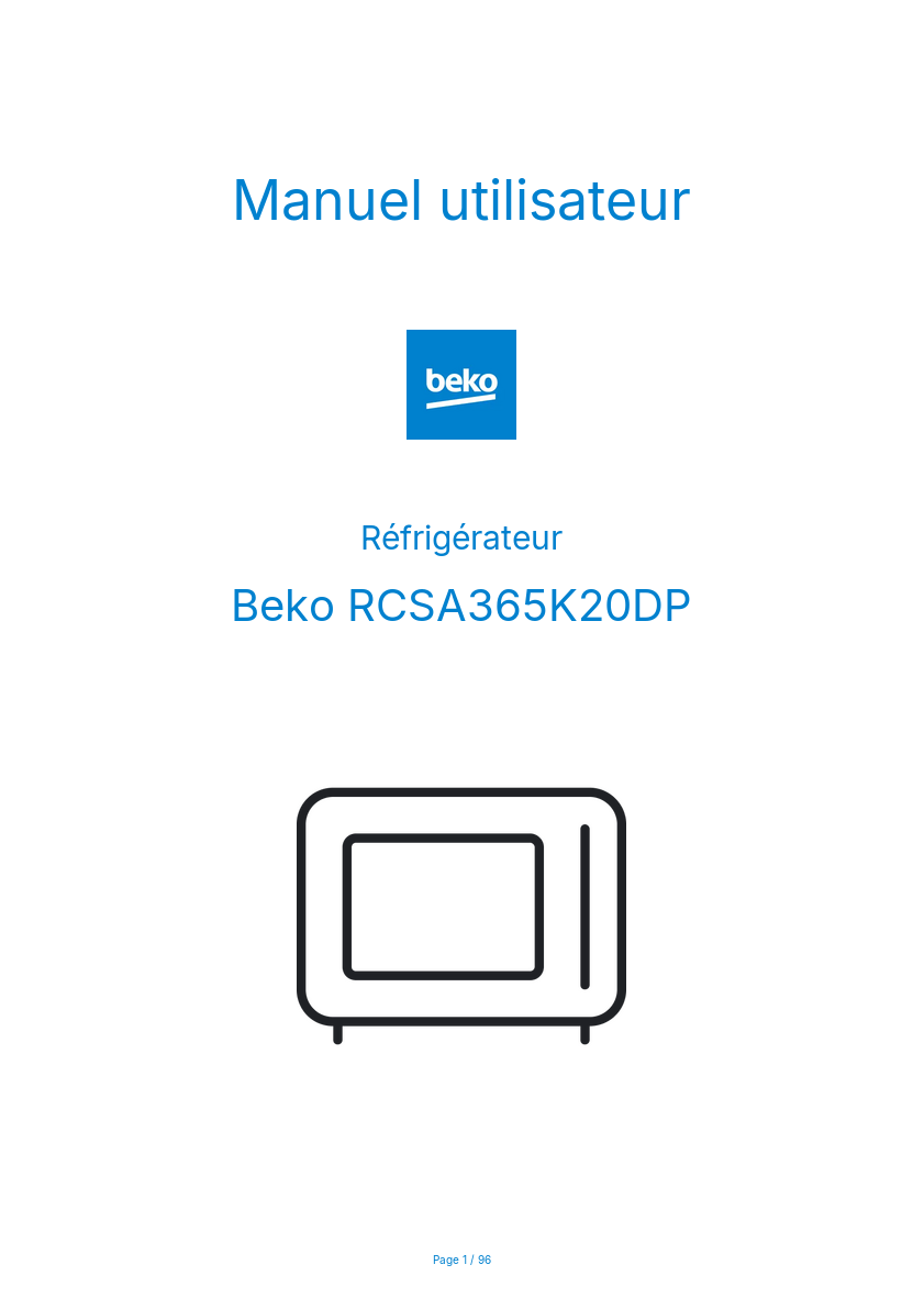 Page n°1 - Manuel utilisateur Beko RCSA365K20DP