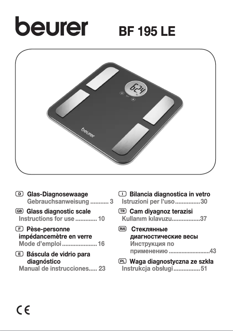 Page 1 de la notice Manuel utilisateur Beurer BF 195