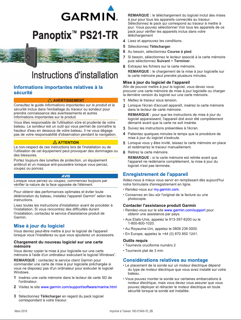 Image de la première page du manuel de l'appareil Panoptix PS21-TR