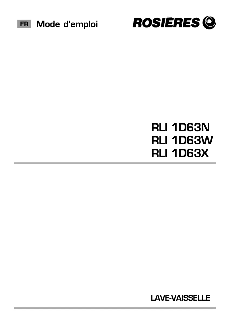 Page 1 de la notice Manuel utilisateur Rosieres RLI 1D63N