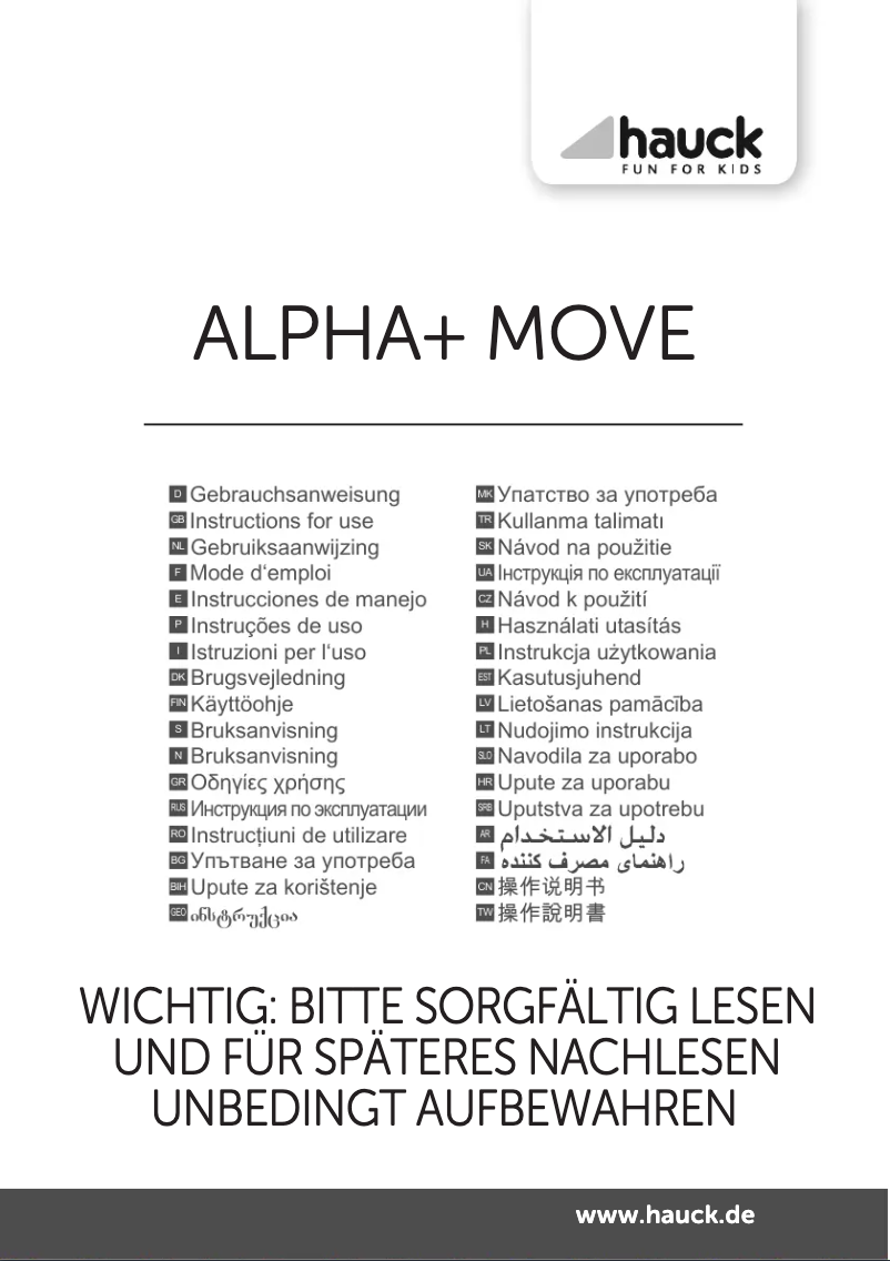 Page n°1 - Manuel utilisateur Hauck Alpha+ Move