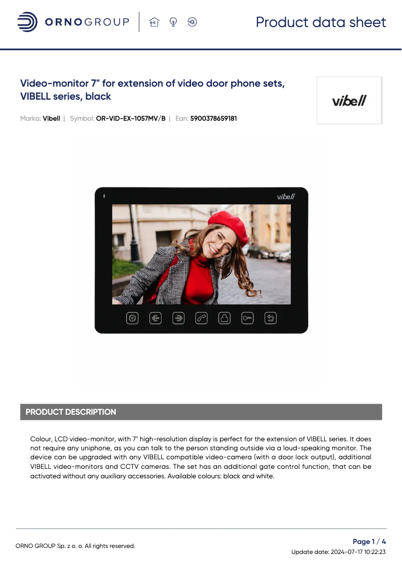 Image de la première page du manuel de l'appareil OR-VID-EX-1057MV