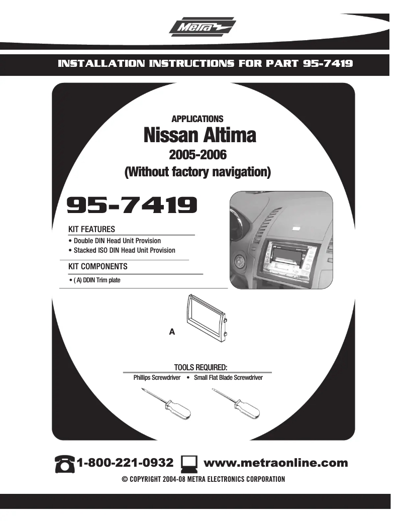 Página 1 del manual Manual de instrucciones Metra 95-7419