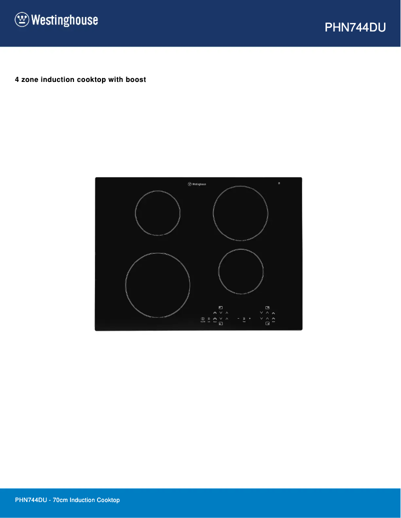 Page 1 de la notice Fiche technique Westinghouse PHN744DU