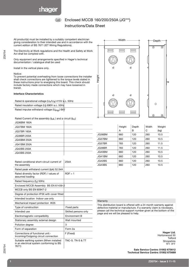 Page n°1 - Manuel utilisateur Hager JG37BM