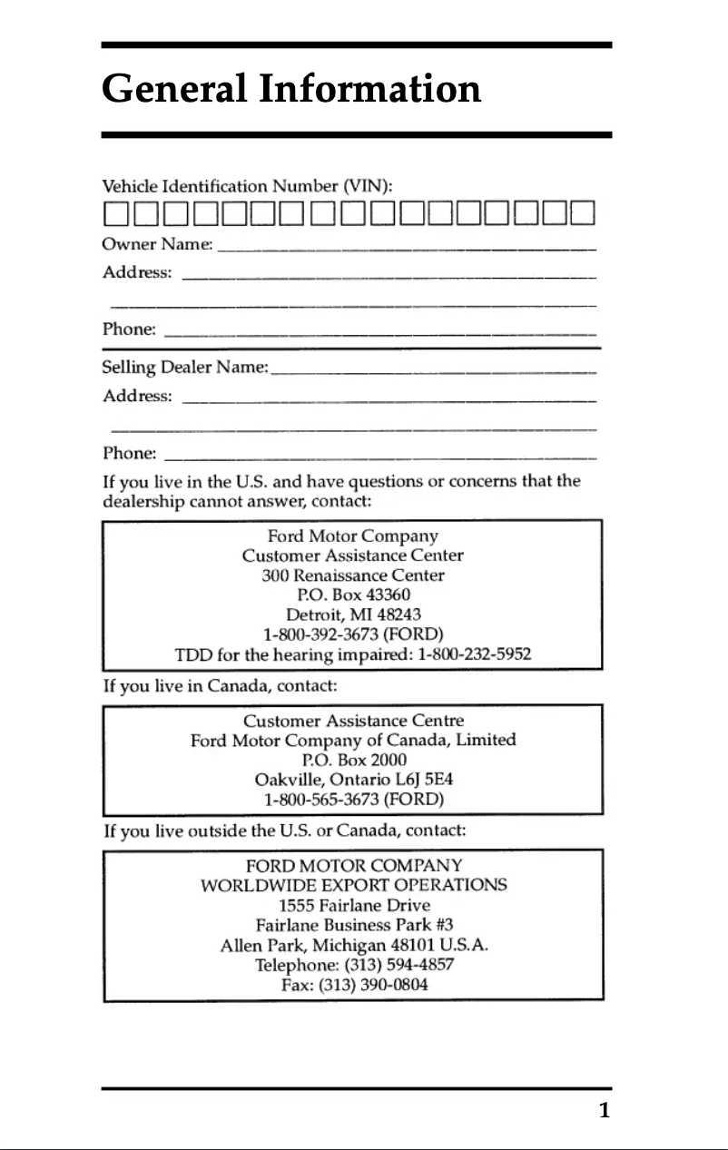 Image de la première page du manuel de l'appareil Windstar (1997)