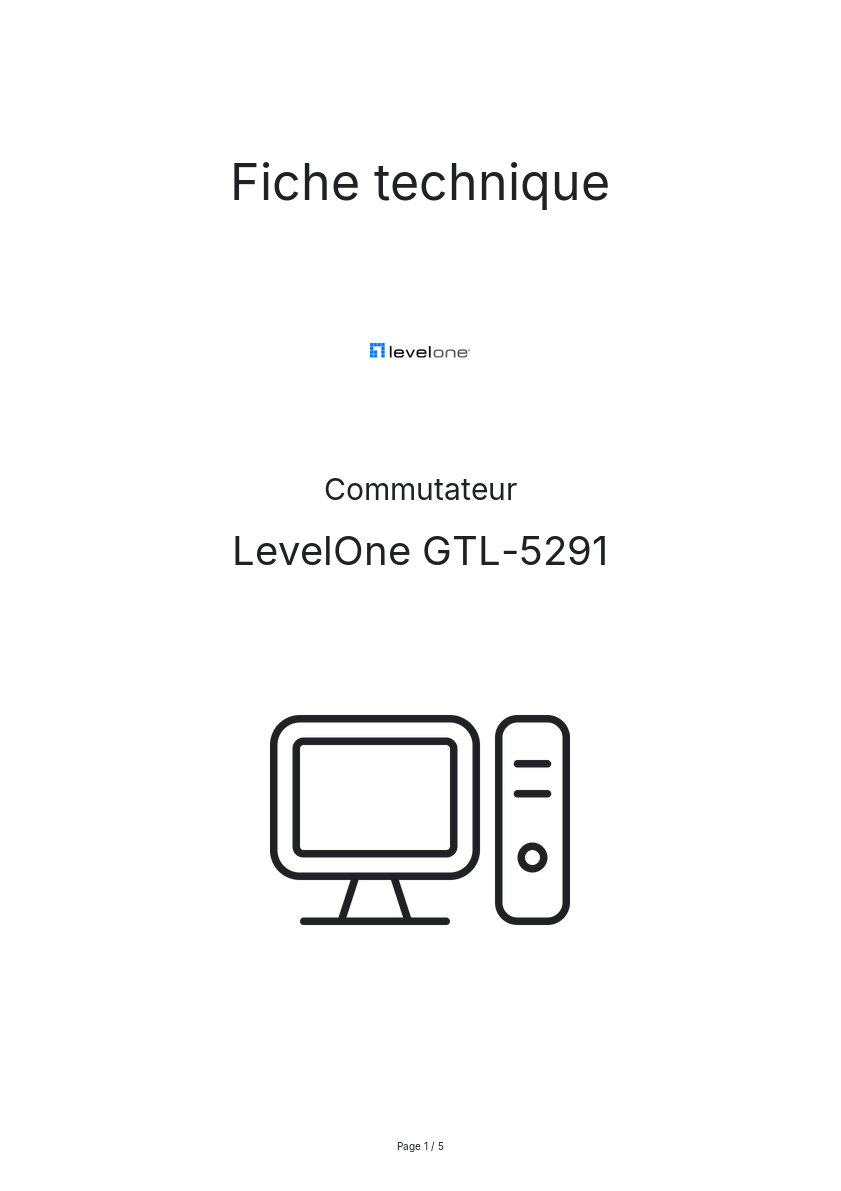 Page n°1 - Fiche technique LevelOne GTL-5291
