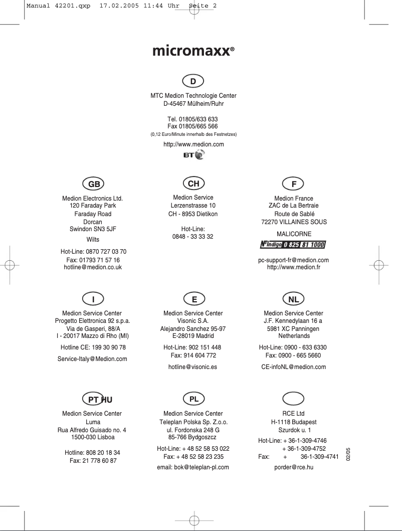 Image de la première page du manuel de l'appareil MD 42201