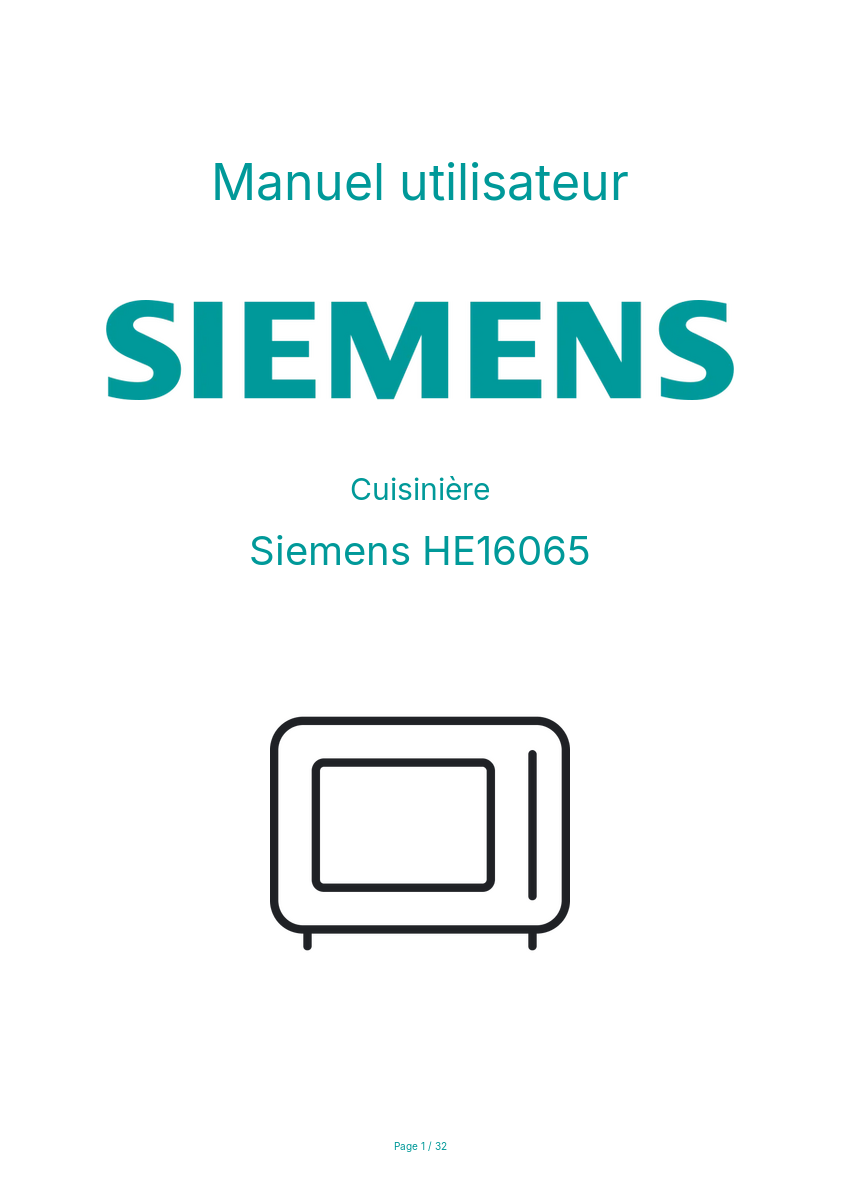Page n°1 - Manuel utilisateur Siemens HE16065