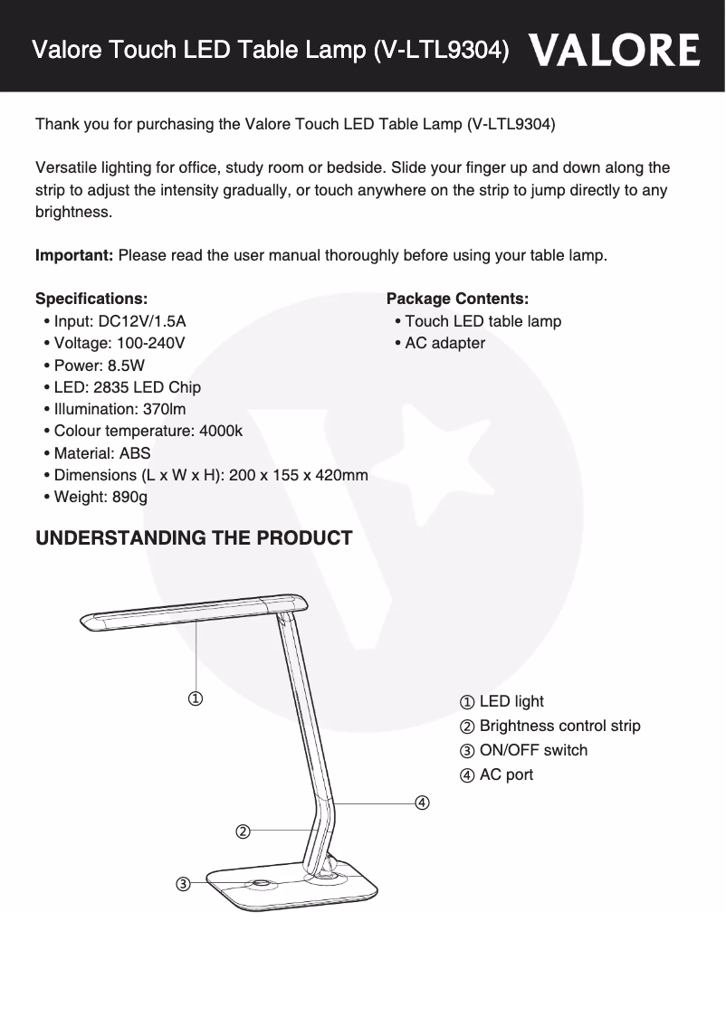Image de la première page du manuel de l'appareil V-LTL9304