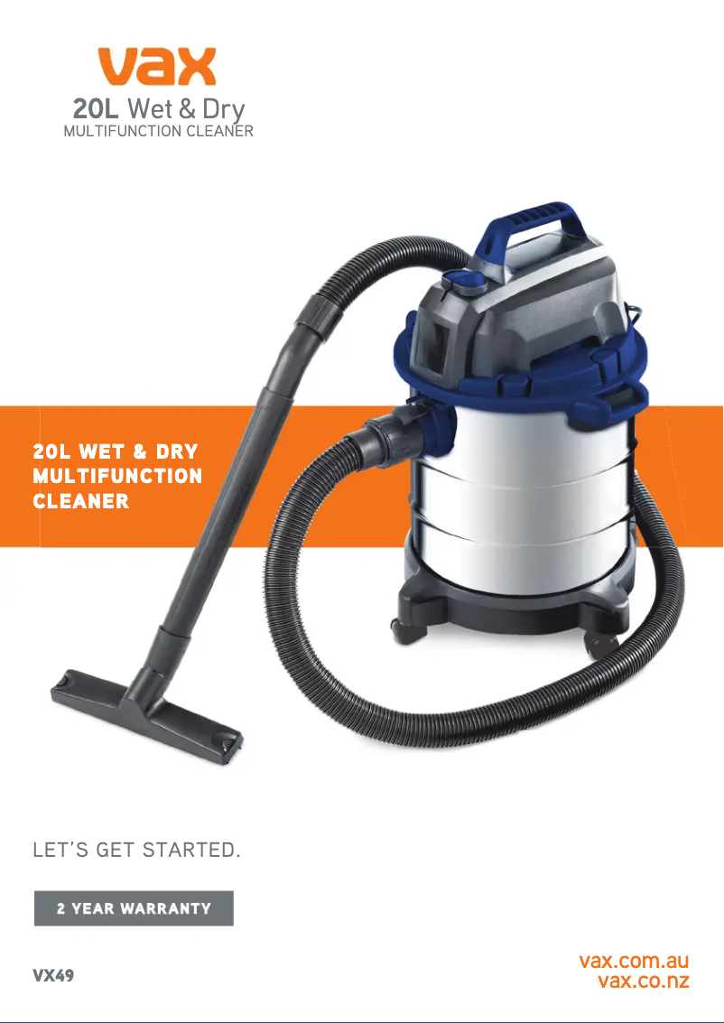 Page 1 de la notice Manuel utilisateur Vax Wet & Dry VX49