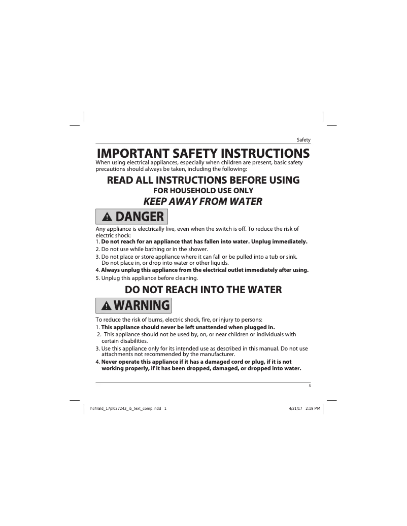 Page 1 de la notice Manuel utilisateur Visage 20 Piece Number Cut Haircut Kit HC4ALD