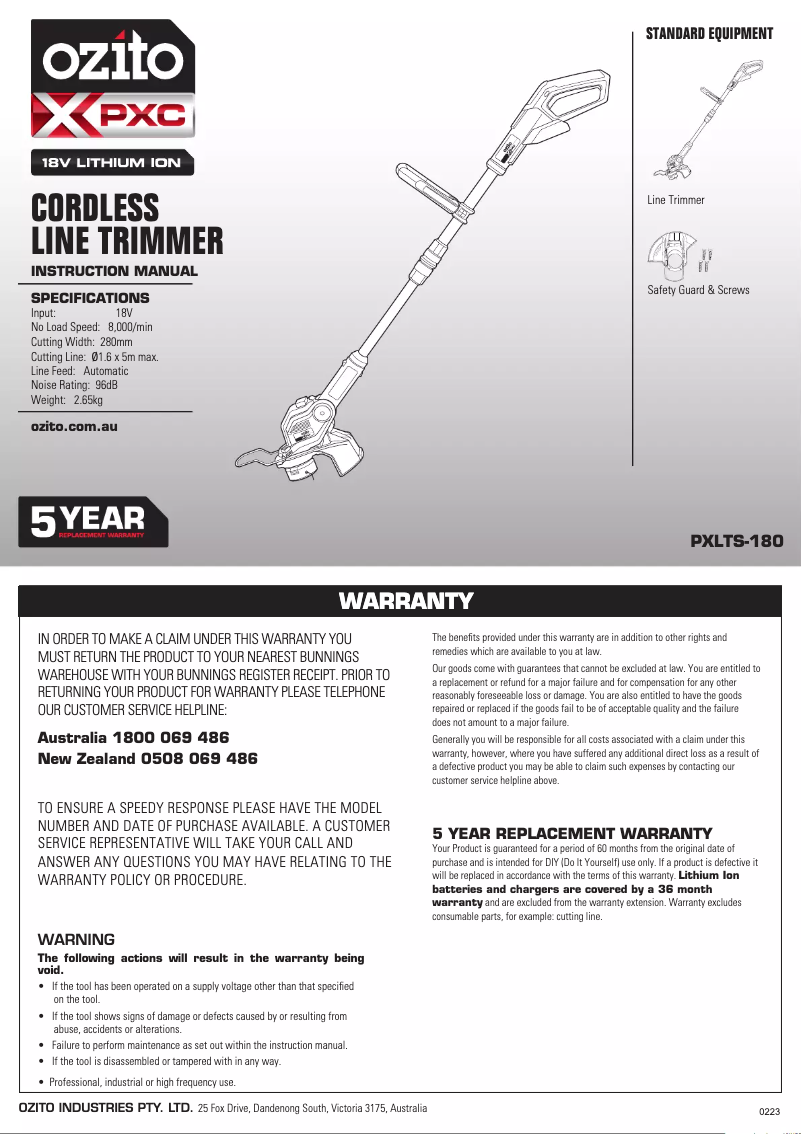 Image de la première page du manuel de l'appareil PXSCS-018