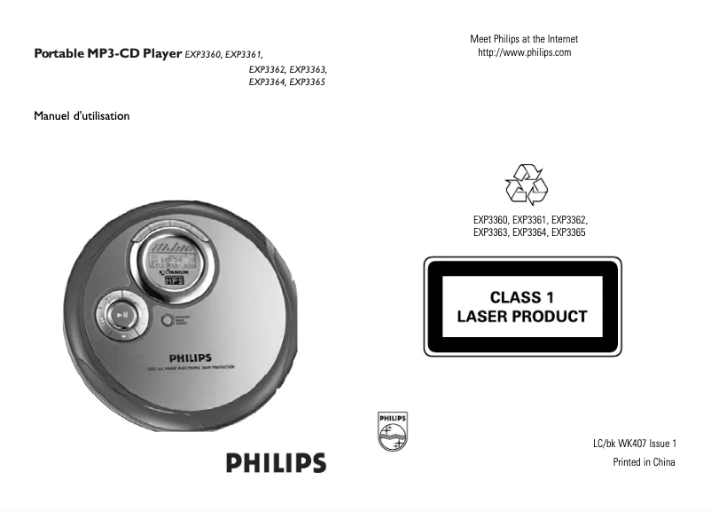 Page n°1 - Manuel utilisateur Philips EXP3365