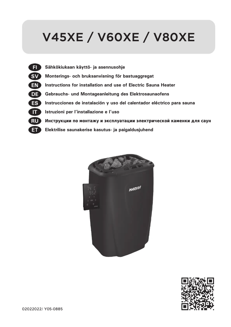 Página 1 del manual Manual de usuario Harvia Moderna V45XE HVE454XEM