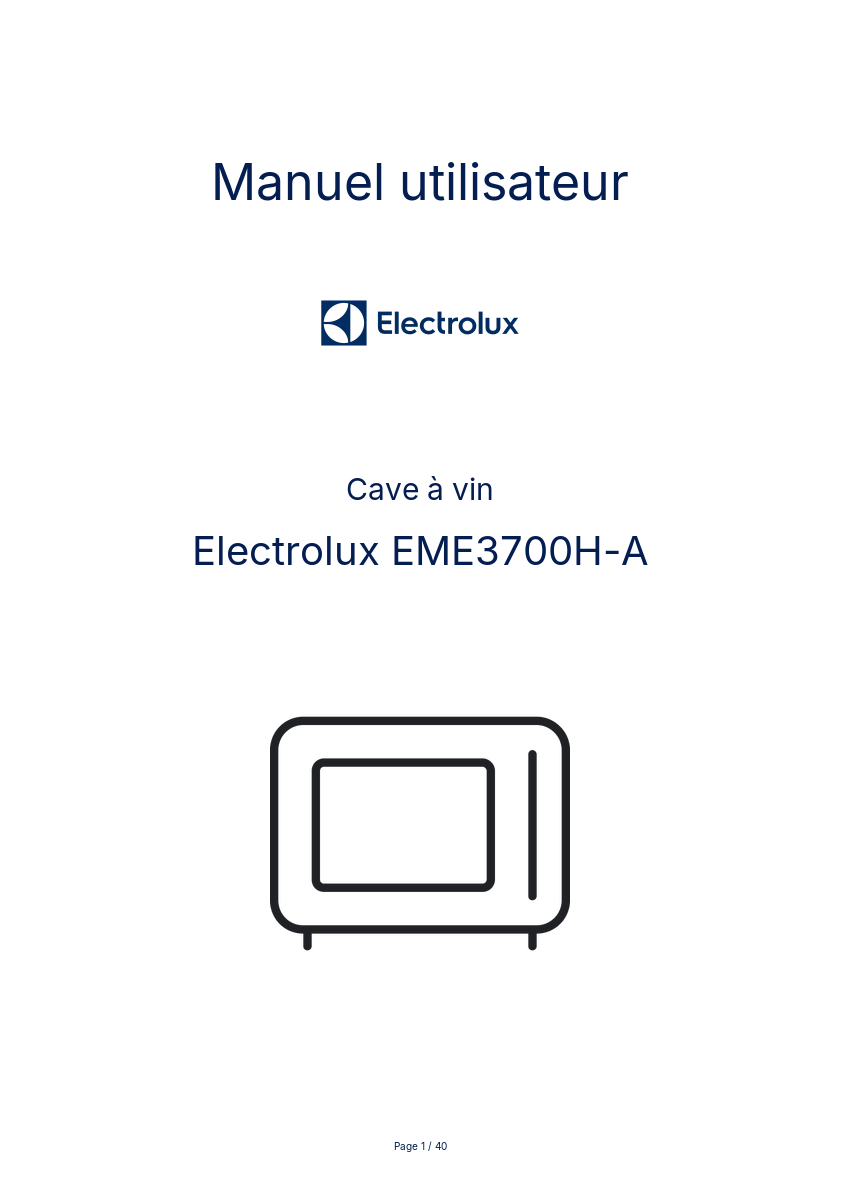 Page n°1 - Manuel utilisateur Electrolux EME3700H-A