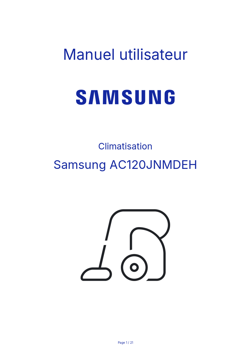 Page n°1 - Manuel utilisateur Samsung AC120JNMDEH