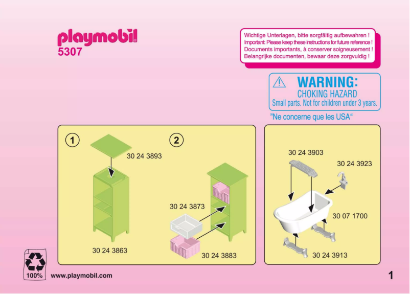 Page n°1 - Manuel utilisateur Playmobil Dollhouse Vintage Bathroom