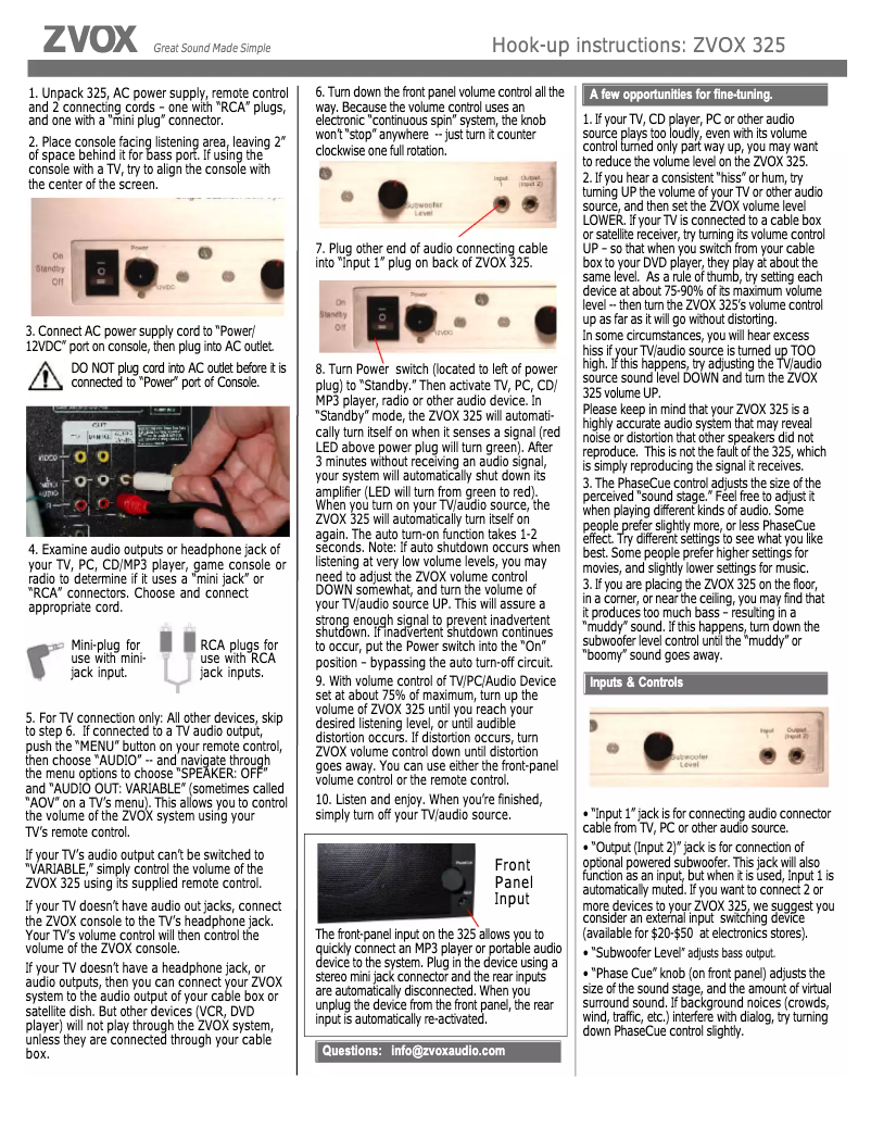 Image de la première page du manuel de l'appareil 325