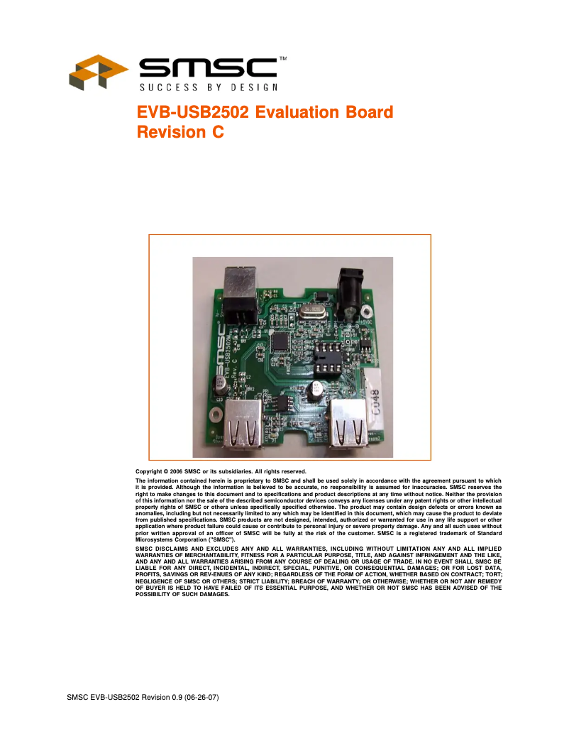 Imagen de la primera página del manual del dispositivo EVB-USB2502
