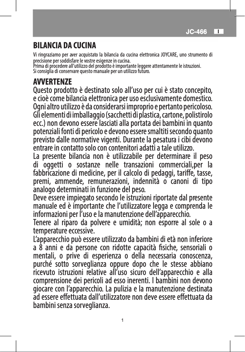 Image de la première page du manuel de l'appareil JC-466