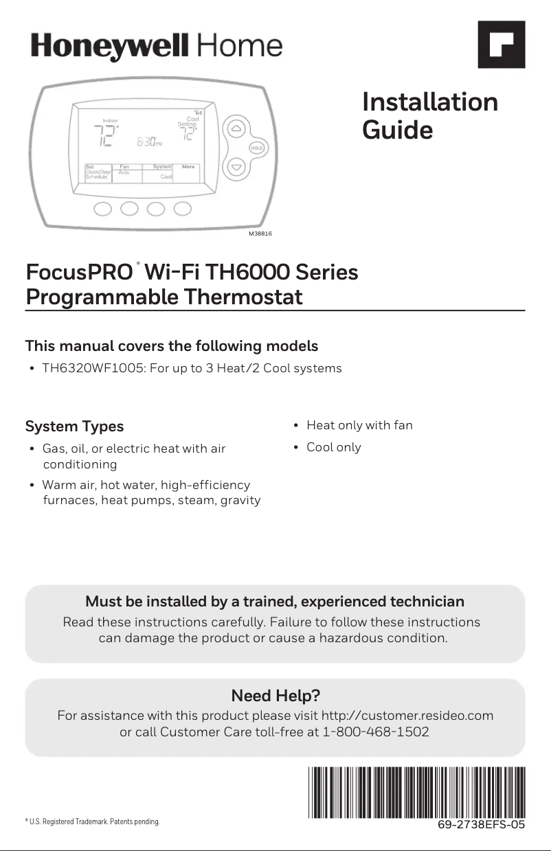 Image de la première page du manuel de l'appareil TH6320WF1005/U