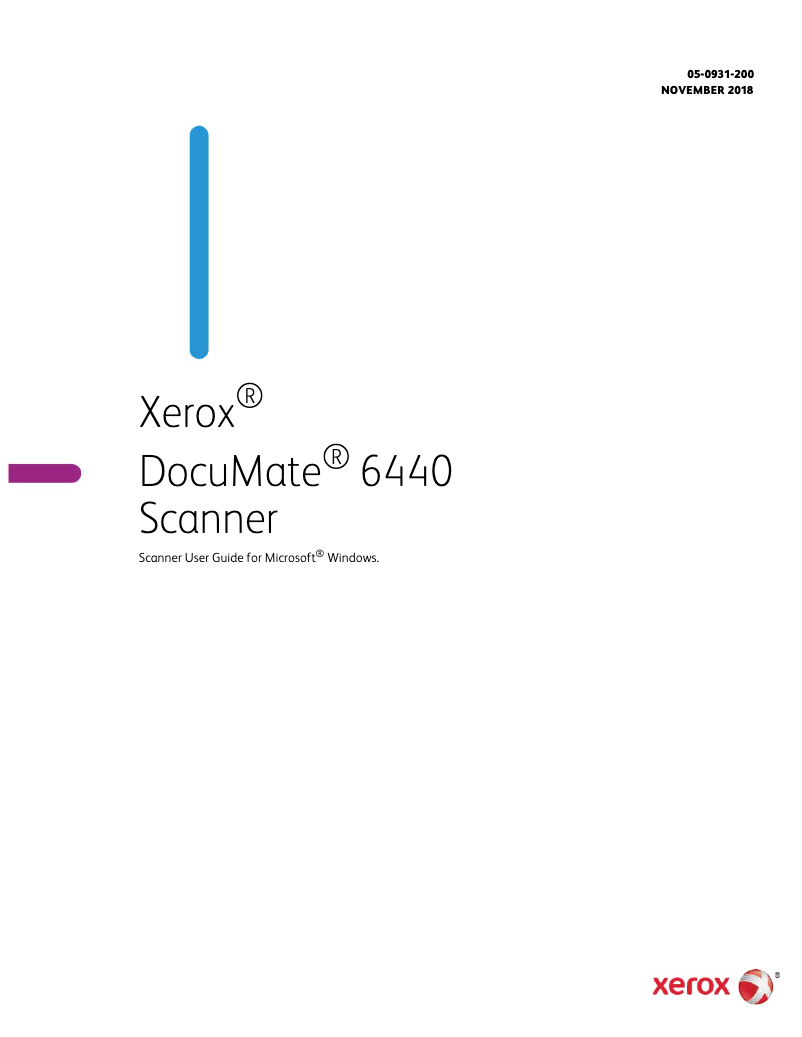 Page 1 de la notice Manuel utilisateur Xerox DocuMate 6440