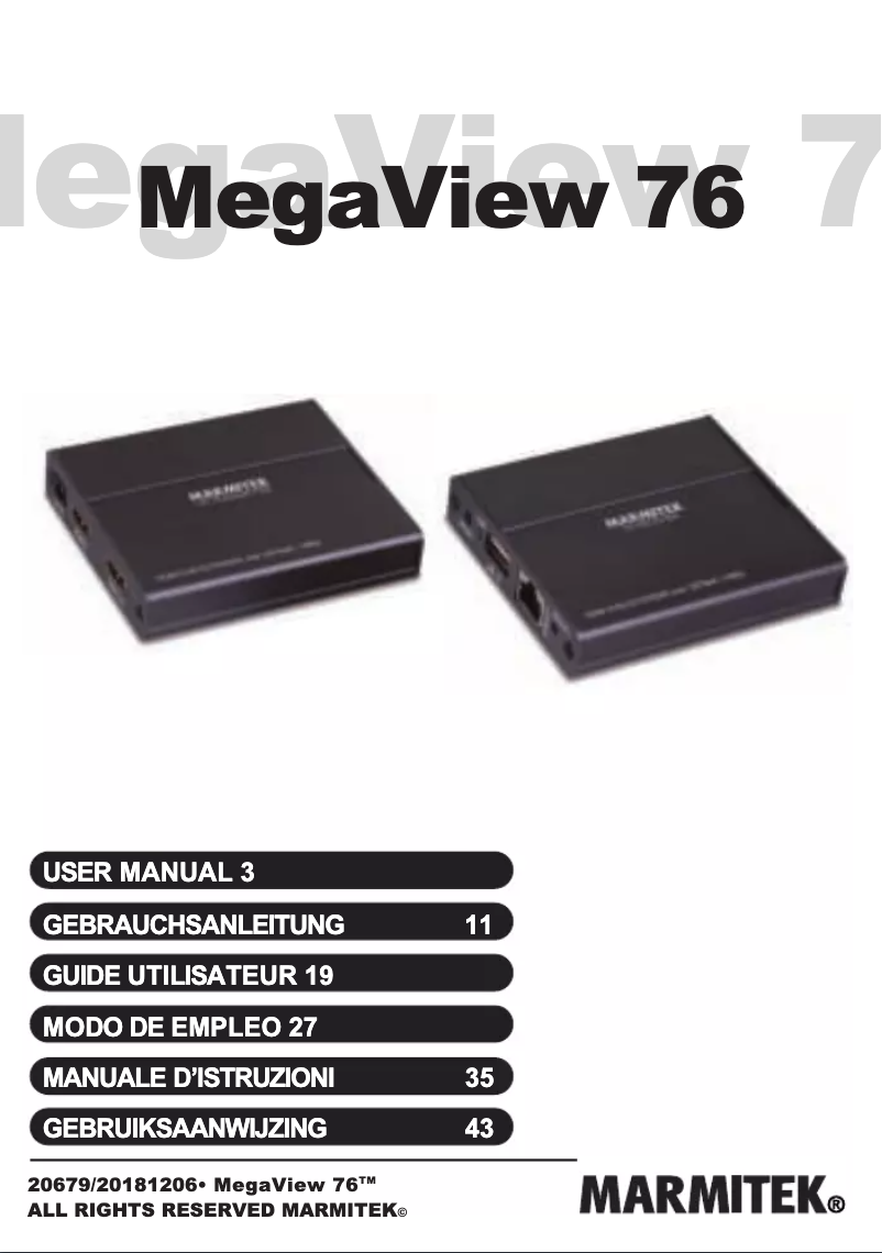Page n°1 - Manuel utilisateur Marmitek MegaView 76