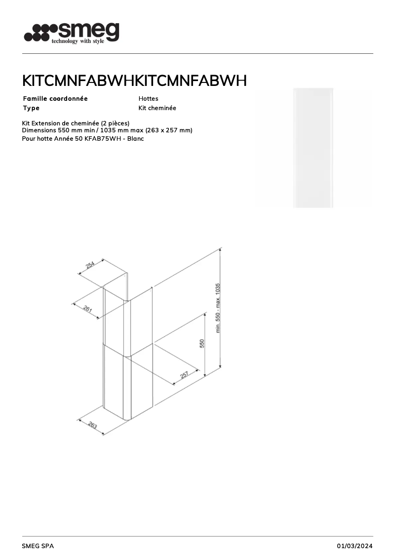 Image de la première page du manuel de l'appareil KITCMNFABWH