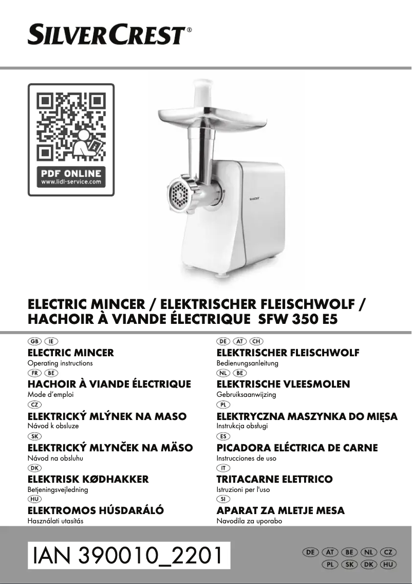 Page 1 de la notice Manuel utilisateur SilverCrest SFW 350 E5