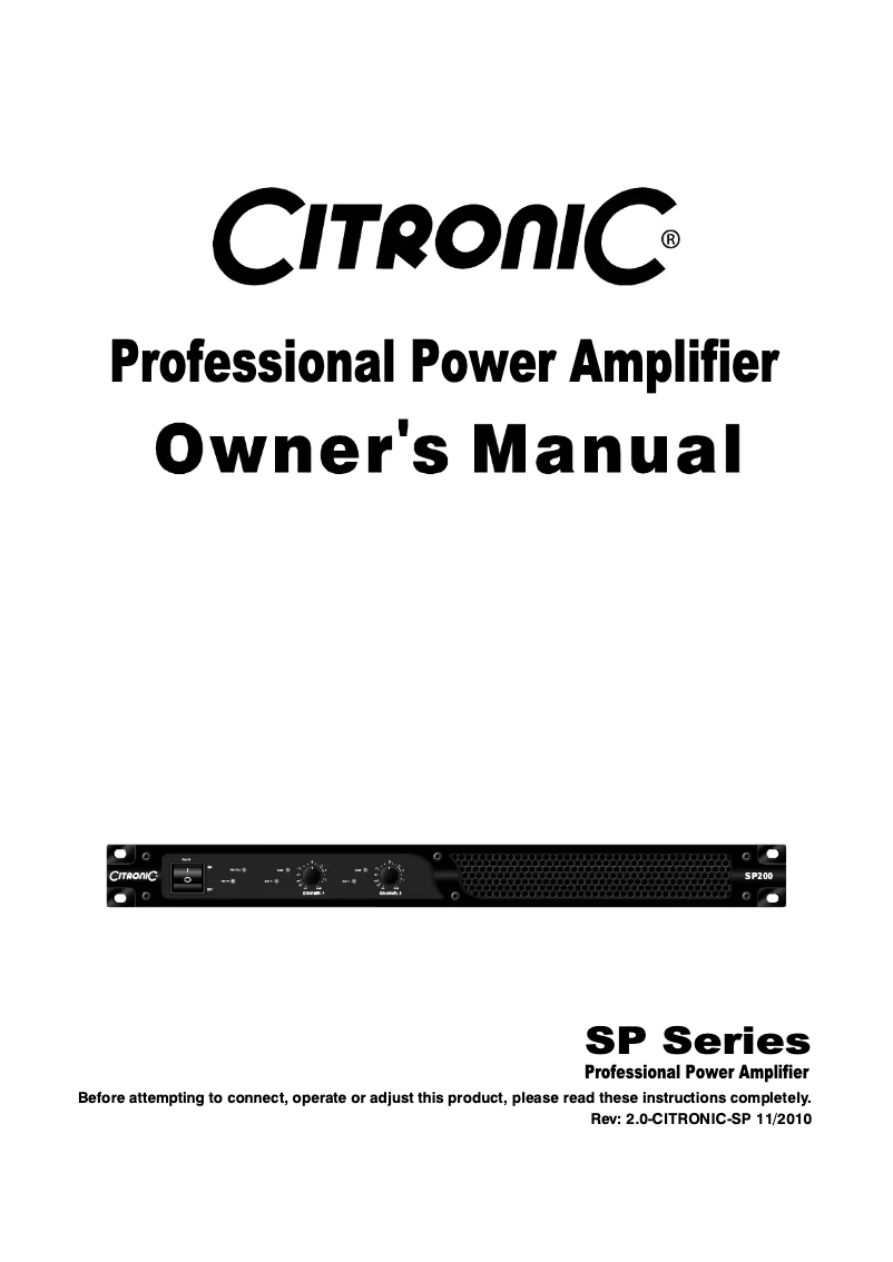 Image de la première page du manuel de l'appareil SP400