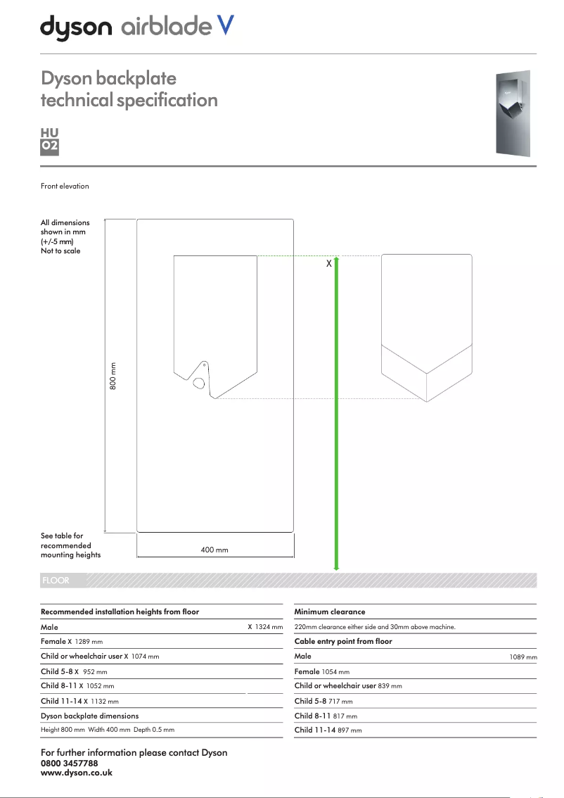 Page n°1 - Fiche technique Dyson Airblade V AB12