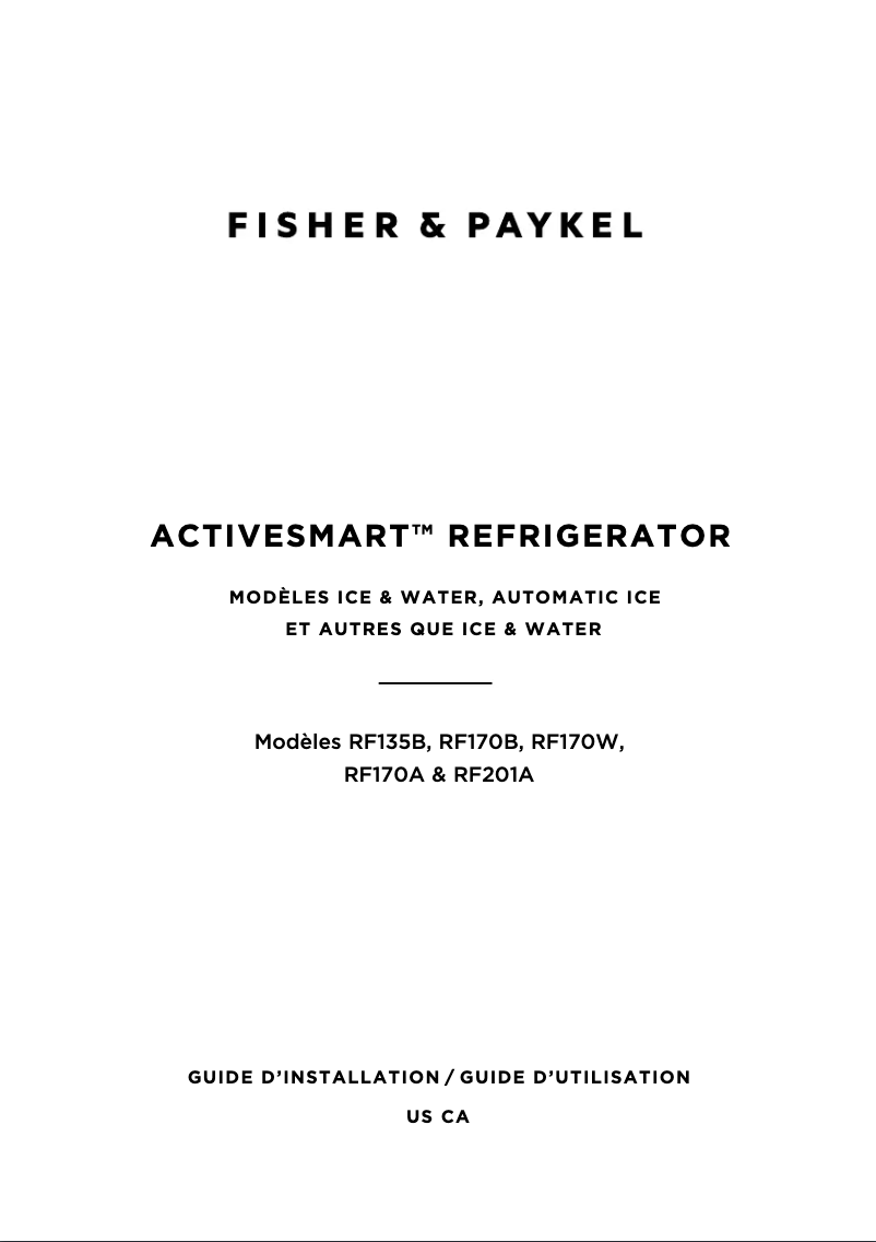 Page n°1 - Guide d'installation Fisher & Paykel RF135BDLJX4
