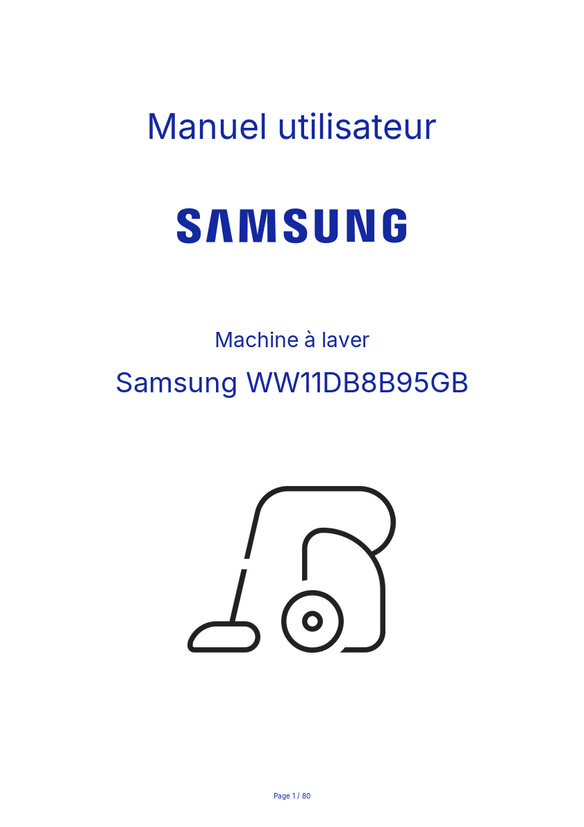 Page n°1 - Manuel utilisateur Samsung WW11DB8B95GB