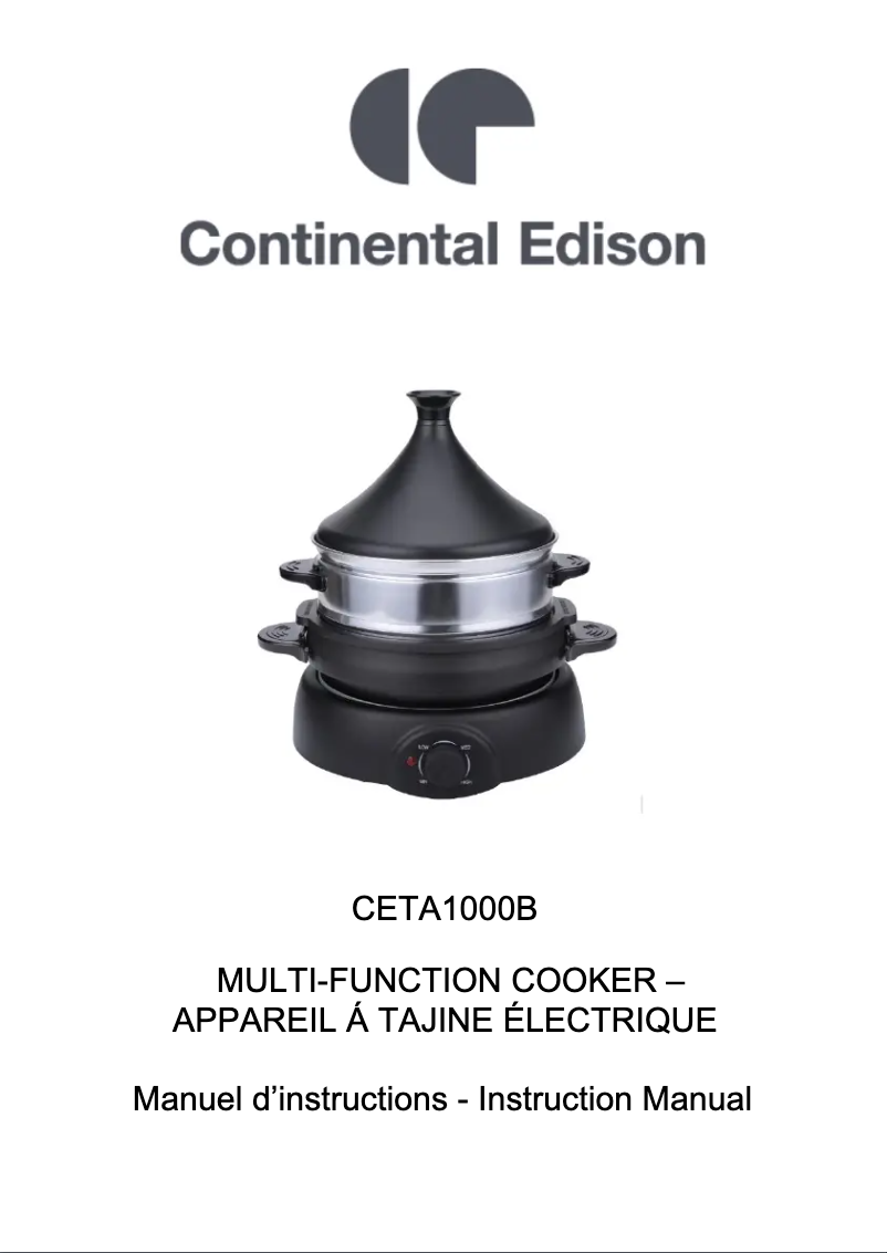 Page n°1 - Manuel utilisateur Continental Edison CETA1000B