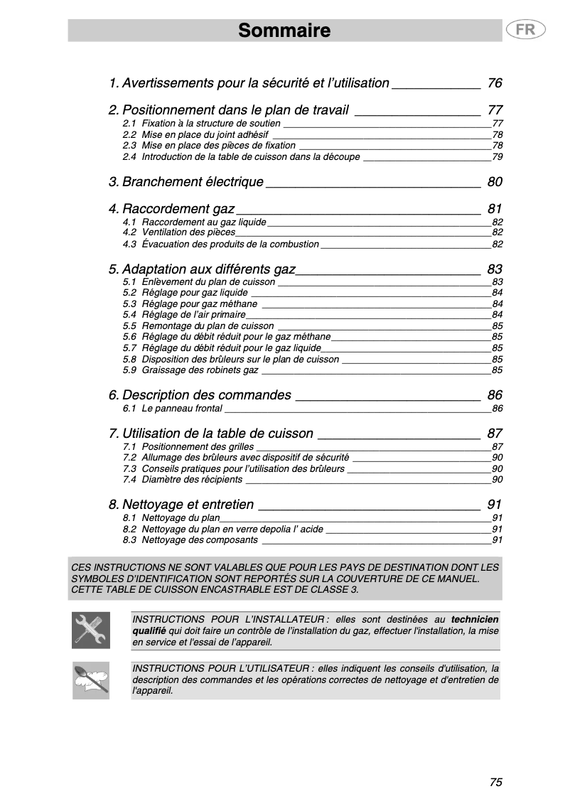 Page 1 de la notice Manuel utilisateur Smeg PVS750BE