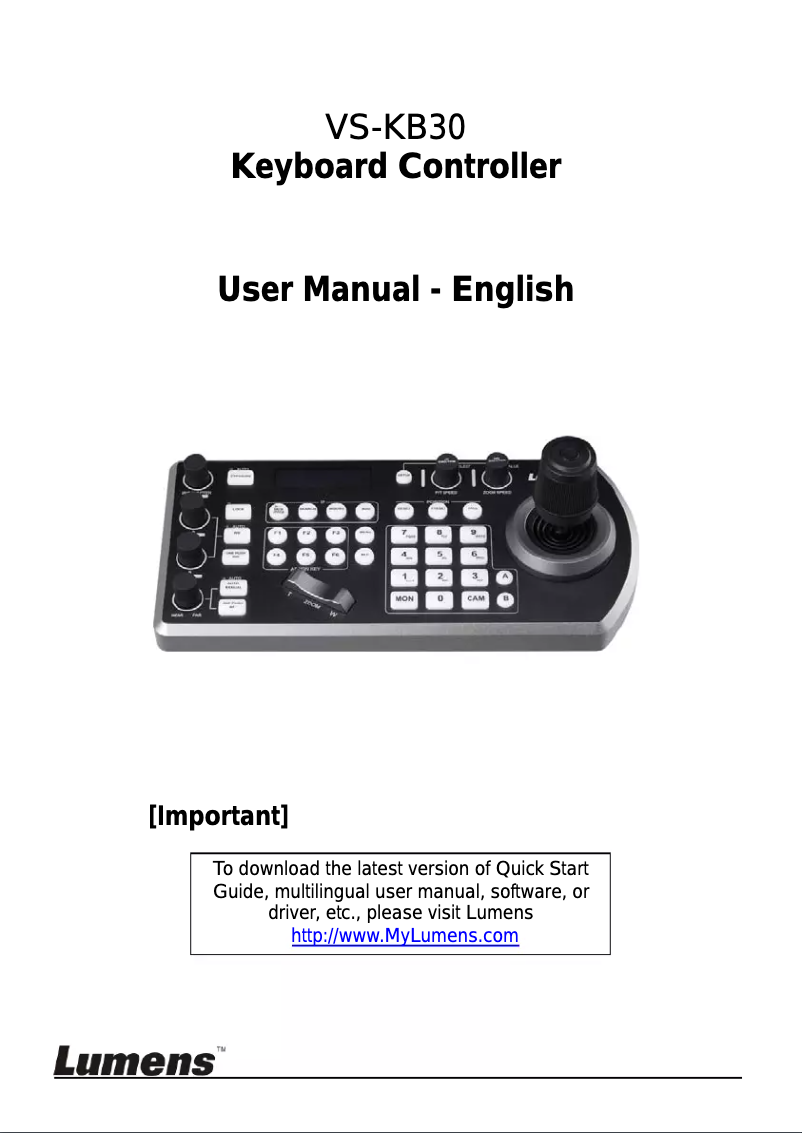 Page n°1 - Manuel utilisateur Lumens VS-KB30