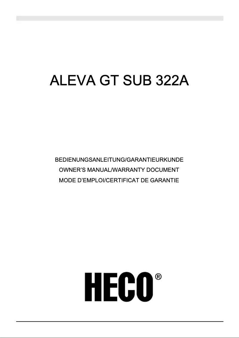 Page 1 de la notice Mode d'emploi Heco Aleva GT Sub 322A
