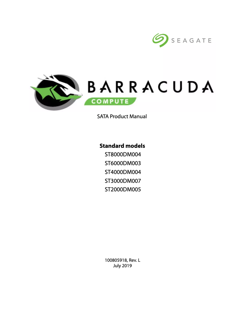 Page 1 de la notice Manuel utilisateur Seagate BarraCuda ST6000DM003